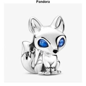 Pandora Silver Fox Charm with Blue Accents